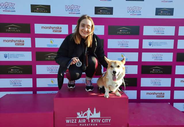 Inna Gordiienko and her dog Cooper